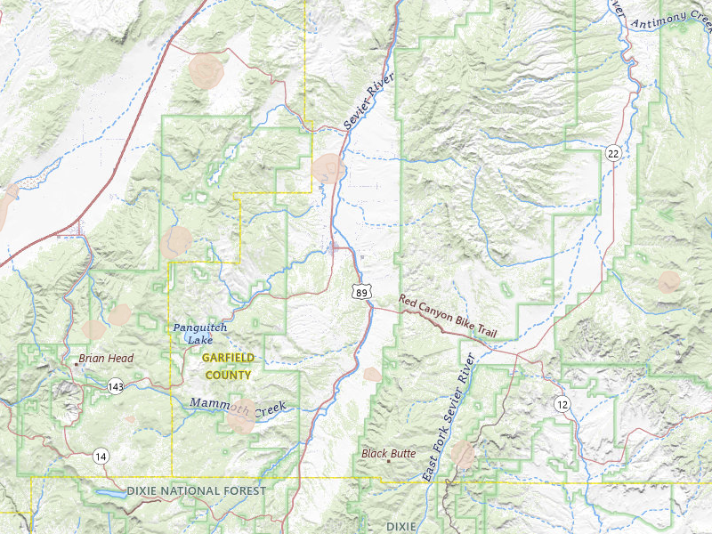Radar-estimated hail-size map of the storm over Panguitch, UT on Aug 20, 2026