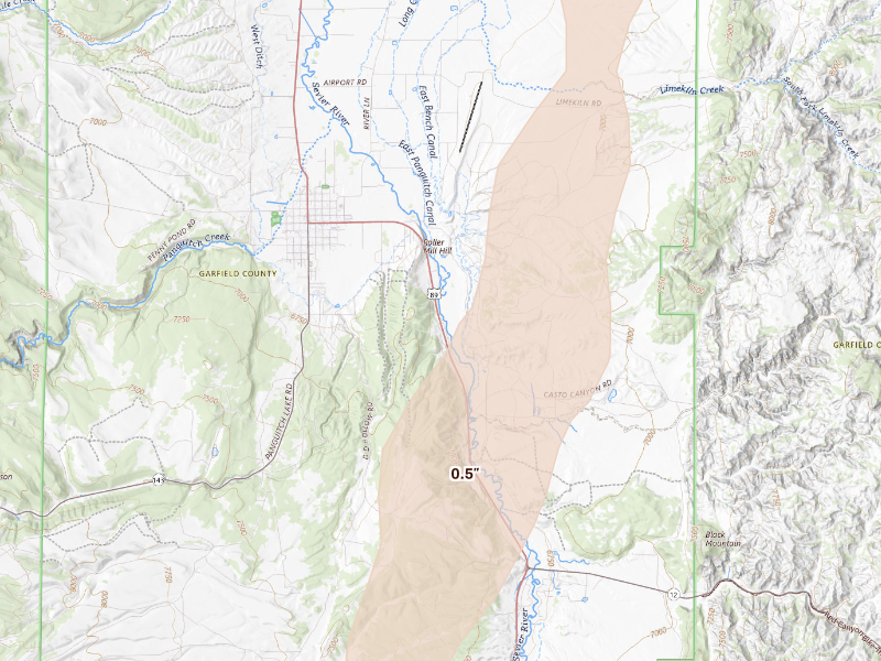 Radar-estimated hail-size map of the storm over Panguitch, UT