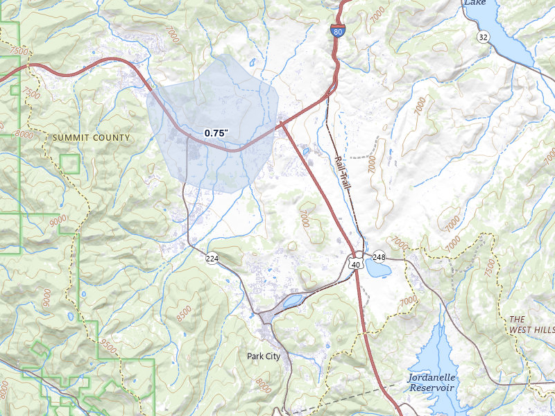 NEXRAD radar-signature map of the hail storm over Park City, UT on Jul 29, 2026