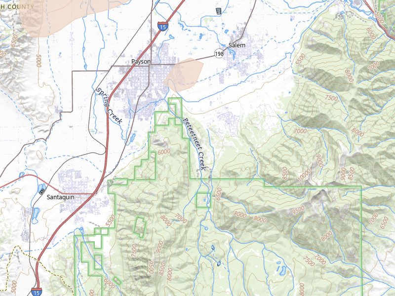 Radar-estimated hail-size map of the storm over Payson, UT on Aug 14, 2026