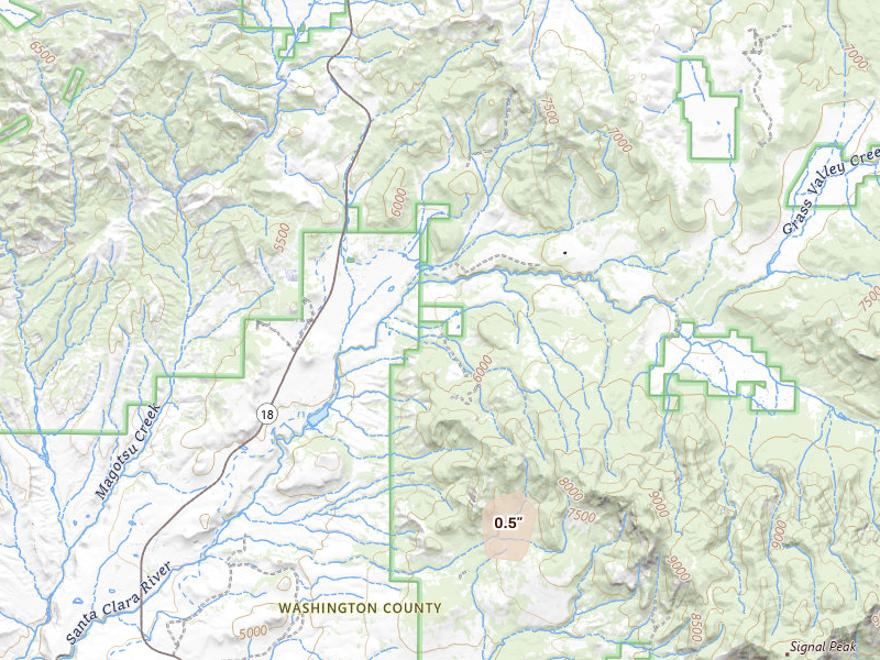 Radar-estimated hail-size map of the storm over Pine Valley, UT on Aug 12, 2026