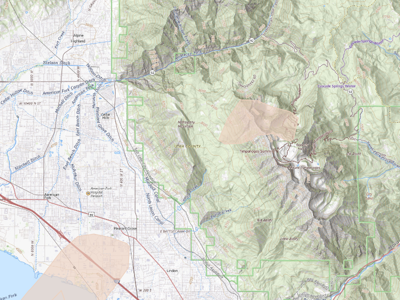 Radar-estimated hail-size map of the storm over Pleasant Grove, UT