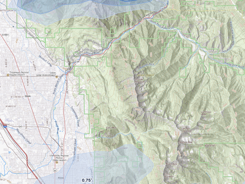 NEXRAD radar-signature map of the hail storm over Provo, UT on Aug 30, 2026