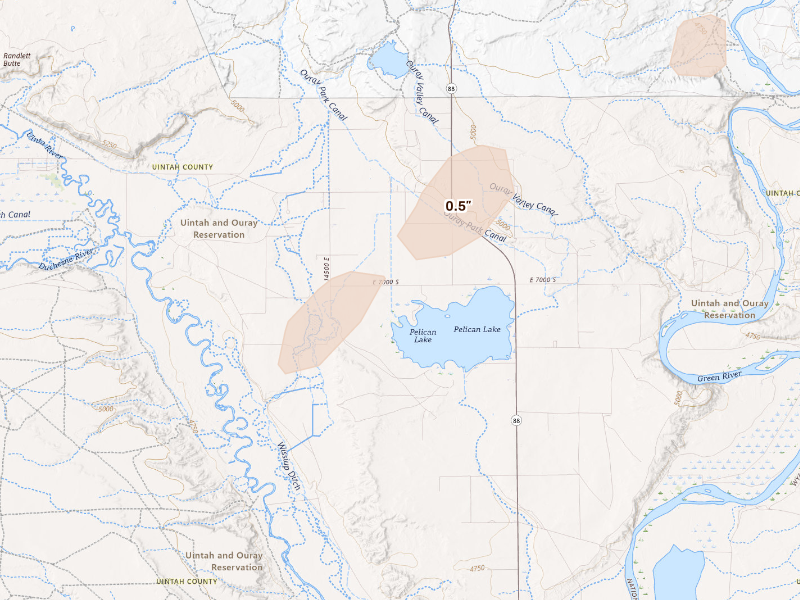 Radar-estimated hail-size map of the storm over Randlett, UT