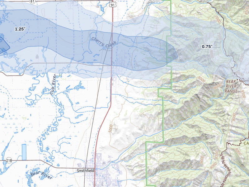 NEXRAD radar-signature map of the hail storm over Richmond, UT on Jun 9, 2026