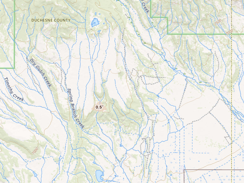 Radar-estimated hail-size map of the storm over Roosevelt, UT on Jun 25, 2026