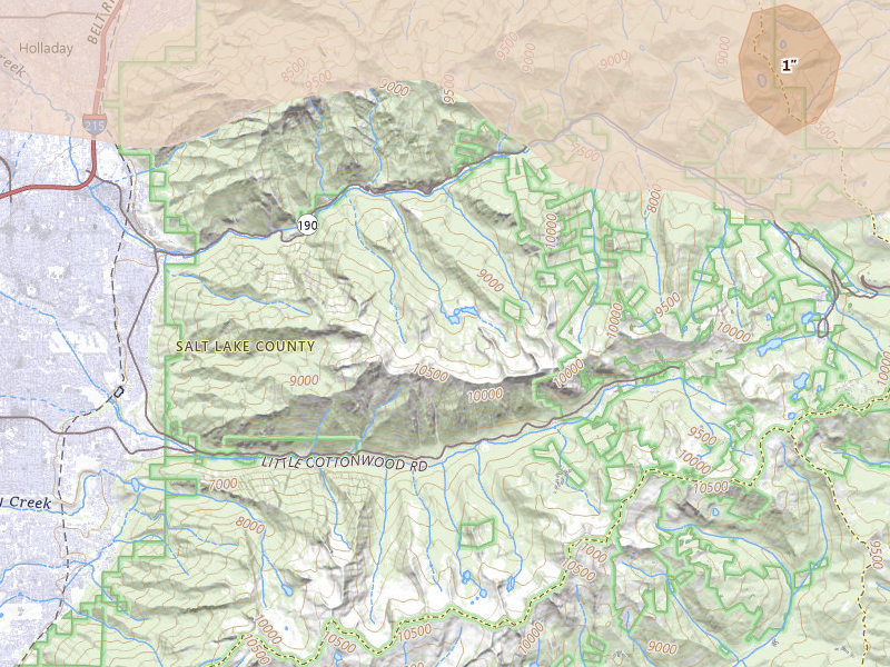 Radar-estimated hail-size map of the storm over Salt Lake City, UT on Jun 25, 2026