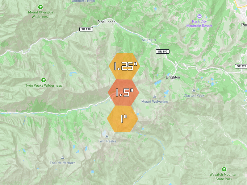 Hail map of Salt Lake City, UT on Jul 22, 2026, hail up to 1.5"