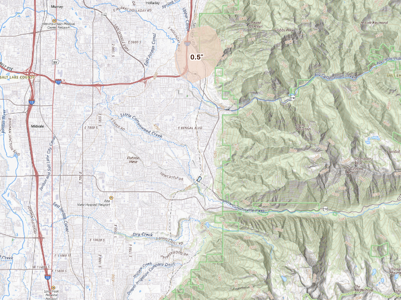 Radar-estimated hail-size map of the storm over Salt Lake City, UT