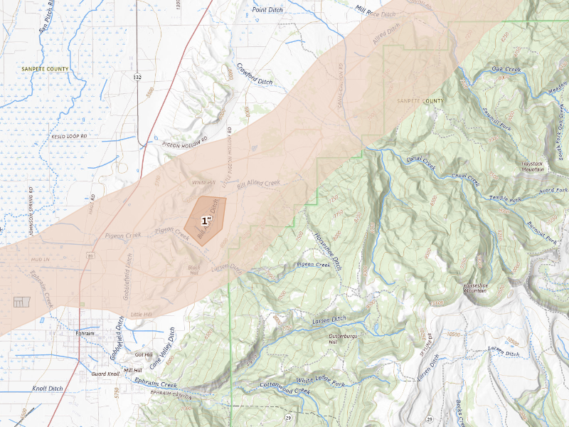 Radar-estimated hail-size map of the storm over Spring City, UT