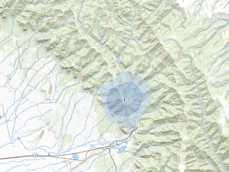 NEXRAD radar-signature map of the hail storm over Sunnyside, UT on Jul 23, 2026