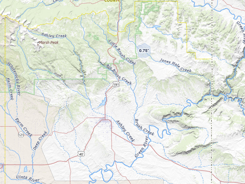 NEXRAD radar-signature map of the hail storm over Vernal, UT on Jun 25, 2026