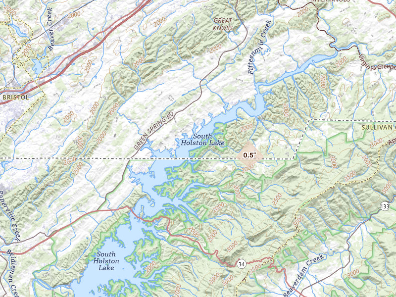 Radar-estimated hail-size map of the storm over Abingdon, VA on Apr 1, 2026