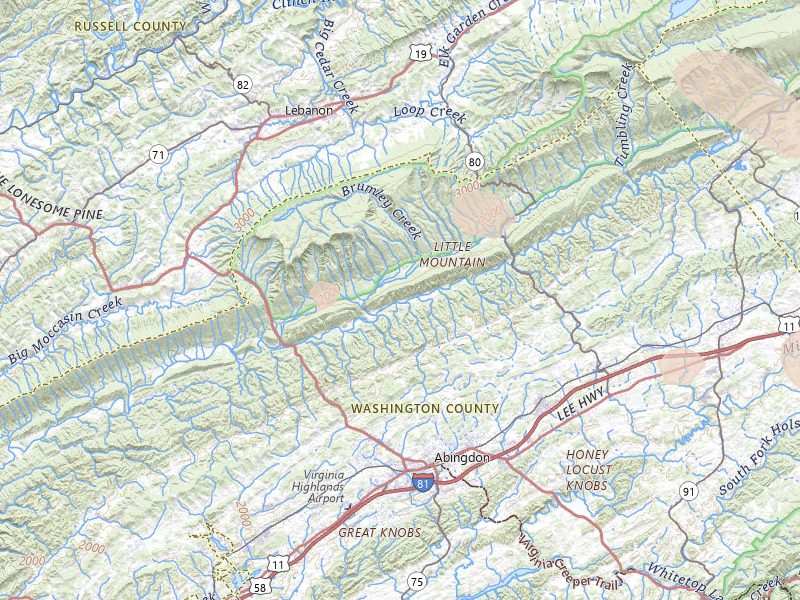 Radar-estimated hail-size map of the storm over Abingdon, VA on Aug 11, 2026