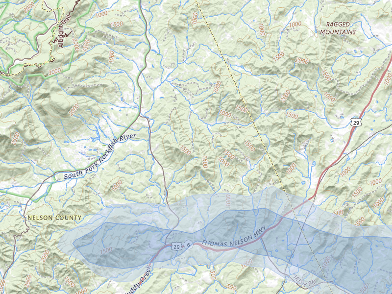 NEXRAD radar-signature map of the hail storm over Afton, VA on May 27, 2026