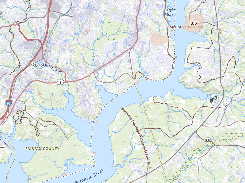 Radar-estimated hail-size map of the storm over Alexandria, VA on Aug 10, 2026