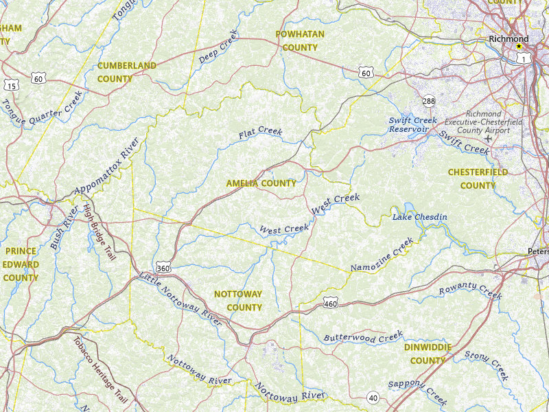Radar-estimated hail-size map of the storm over Amelia Court House, VA on Jul 21, 2026