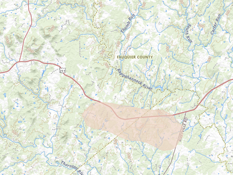 Radar-estimated hail-size map of the storm over Amissville, VA on Sep 4, 2026