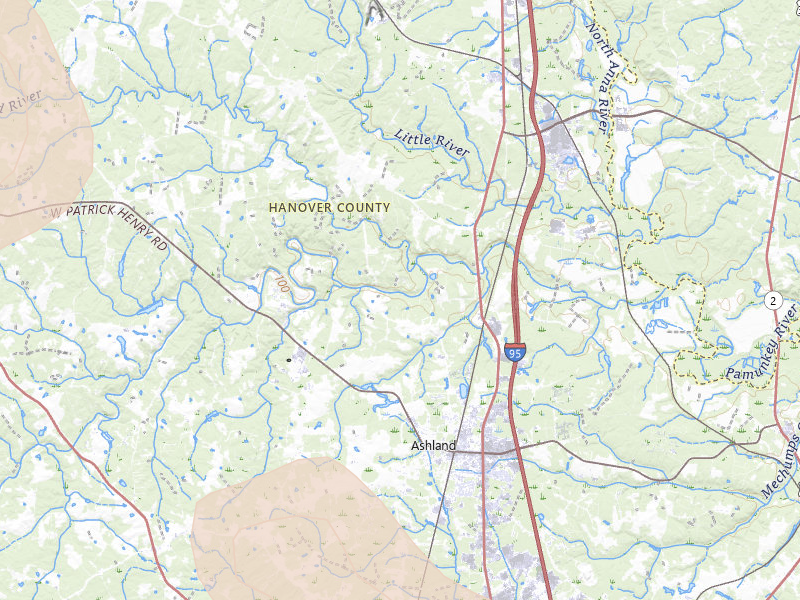 Radar-estimated hail-size map of the storm over Ashland, VA on Jul 4, 2026
