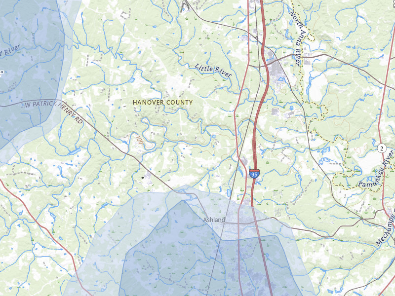 NEXRAD radar-signature map of the hail over Ashland, VA
