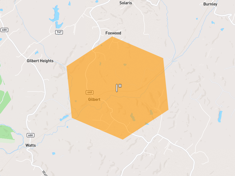 Hail map of Barboursville, VA on Jul 6, 2026, hail up to 1"