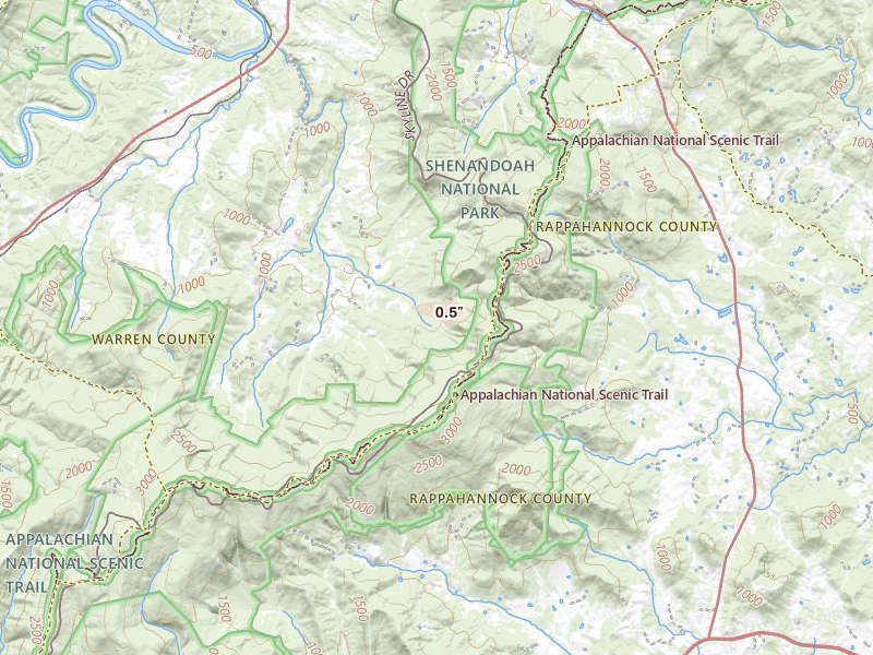 Radar-estimated hail-size map of the storm over Bentonville, VA on Jun 12, 2026