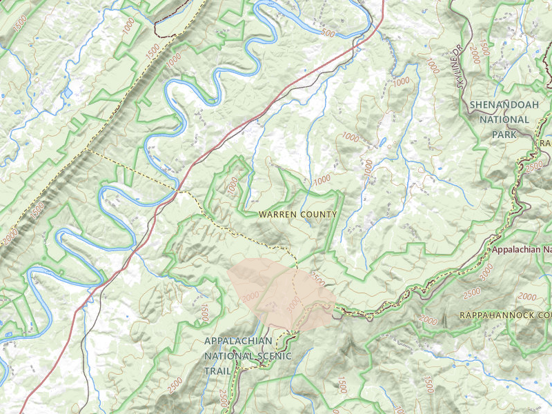 Radar-estimated hail-size map of the storm over Bentonville, VA