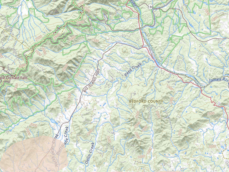 Radar-estimated hail-size map of the storm over Big Island, VA on Apr 1, 2026