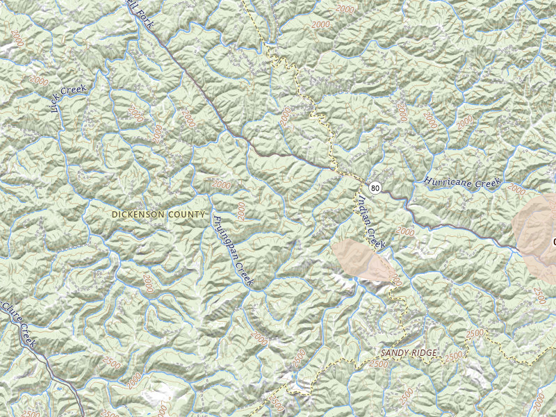 Radar-estimated hail-size map of the storm over Birchleaf, VA on Aug 11, 2026