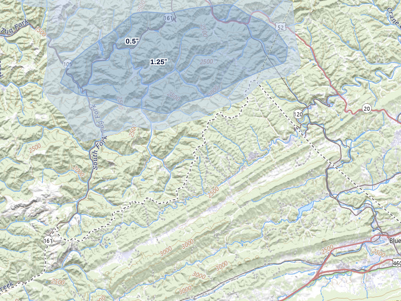 NEXRAD radar-signature map of the hail storm over Boissevain, VA on Apr 1, 2026