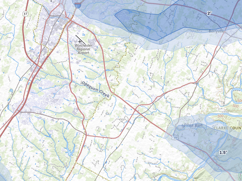 NEXRAD radar-signature map of the hail storm over Boyce, VA on Jul 28, 2026