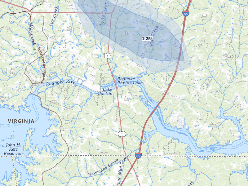 NEXRAD radar-signature map of the hail storm over Boydton, VA on Jul 6, 2026