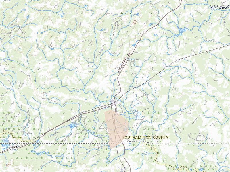 Radar-estimated hail-size map of the storm over Boykins, VA on Sep 4, 2026