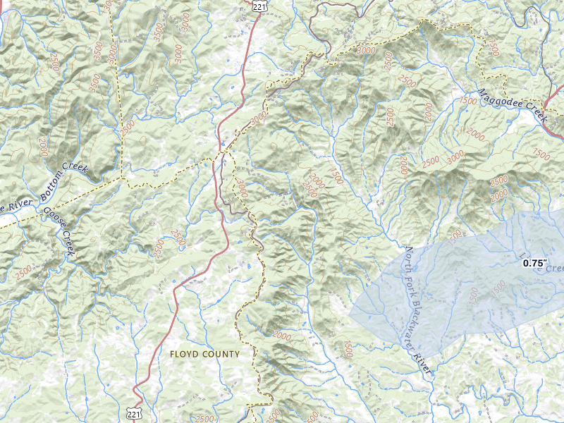 NEXRAD radar-signature map of the hail storm over Callaway, VA on Jul 21, 2026