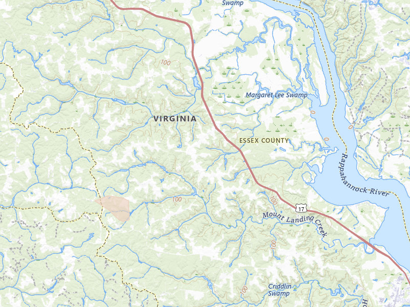 Radar-estimated hail-size map of the storm over Caret, VA on Jul 26, 2026