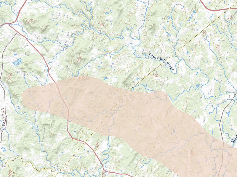 Radar-estimated hail-size map of the storm over Castleton, VA on Aug 8, 2026