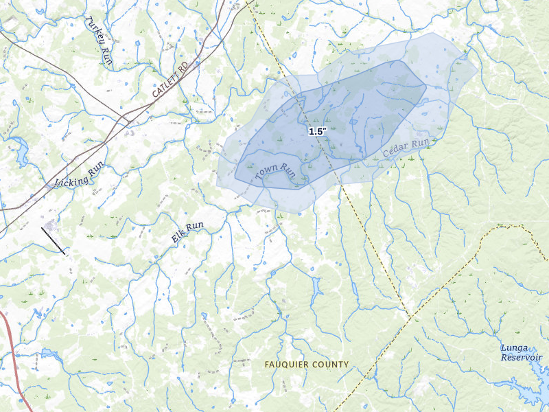NEXRAD radar-signature map of the hail storm over Catlett, VA on Jul 4, 2026