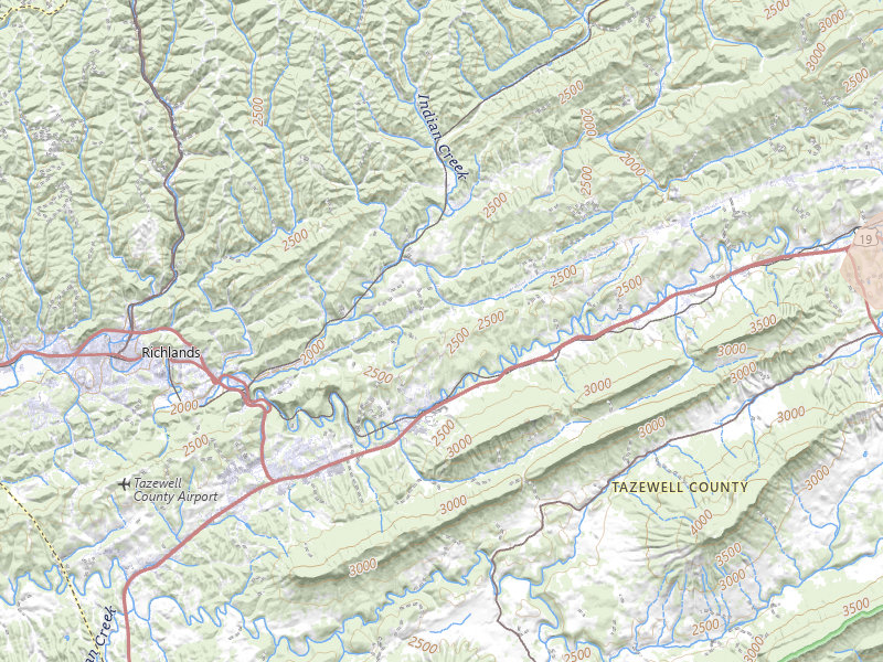 Radar-estimated hail-size map of the storm over Cedar Bluff, VA on Jul 4, 2026