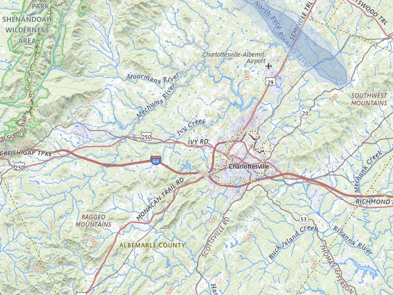 NEXRAD radar-signature map of the hail storm over Charlottesville, VA on Jul 6, 2026
