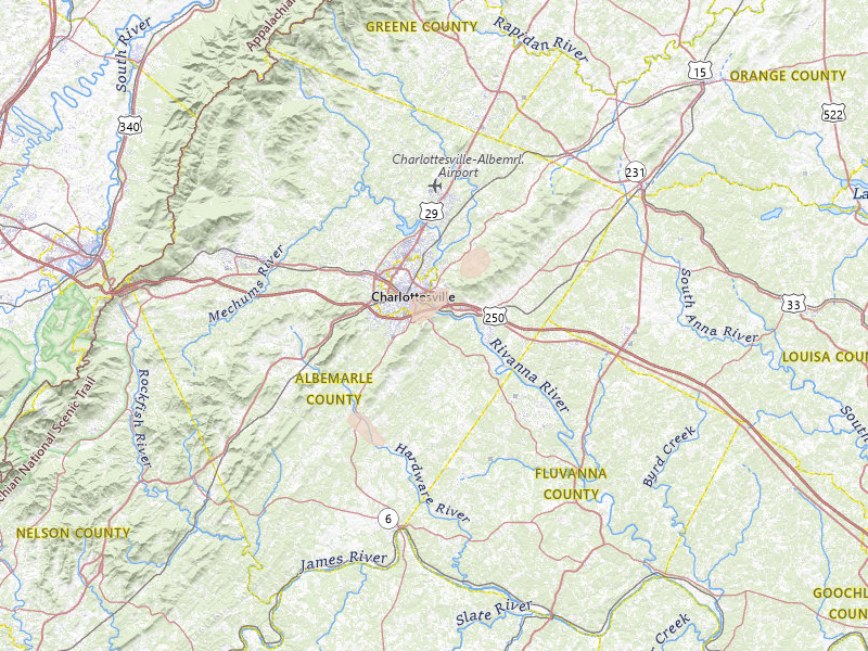 Radar-estimated hail-size map of the storm over Charlottesville, VA on Aug 27, 2026