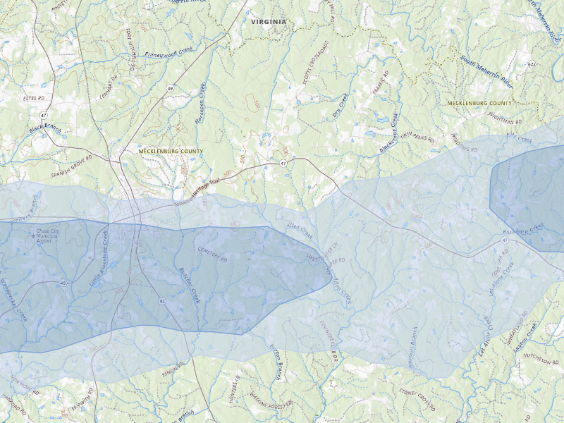 NEXRAD radar-signature map of the hail storm over Chase City, VA on Aug 20, 2026