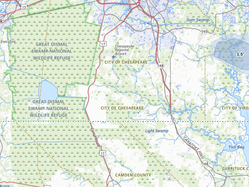 NEXRAD radar-signature map of the hail storm over Chesapeake, VA on Jul 6, 2026