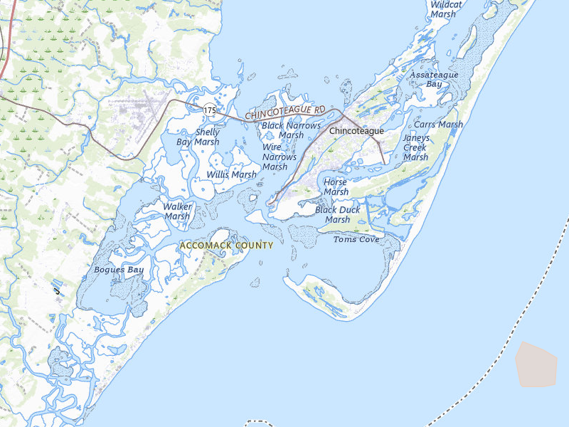 Radar-estimated hail-size map of the storm over Chincoteague Island, VA on Jul 9, 2026