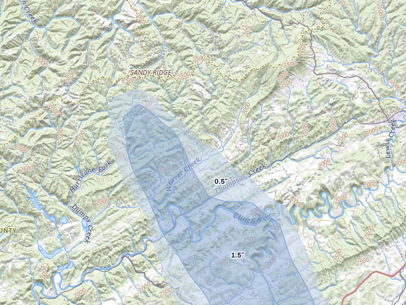 NEXRAD radar-signature map of the hail storm over Cleveland, VA on Jul 28, 2026
