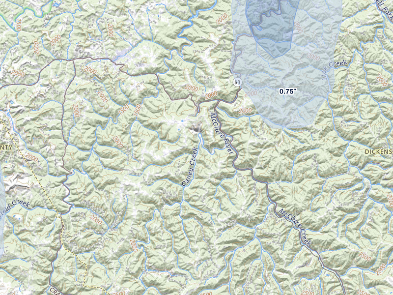 NEXRAD radar-signature map of the hail storm over Clintwood, VA on Aug 4, 2026