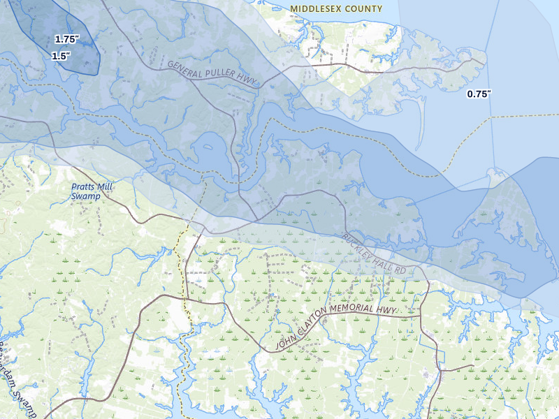 NEXRAD radar-signature map of the hail storm over Cobbs Creek, VA on Jul 28, 2026