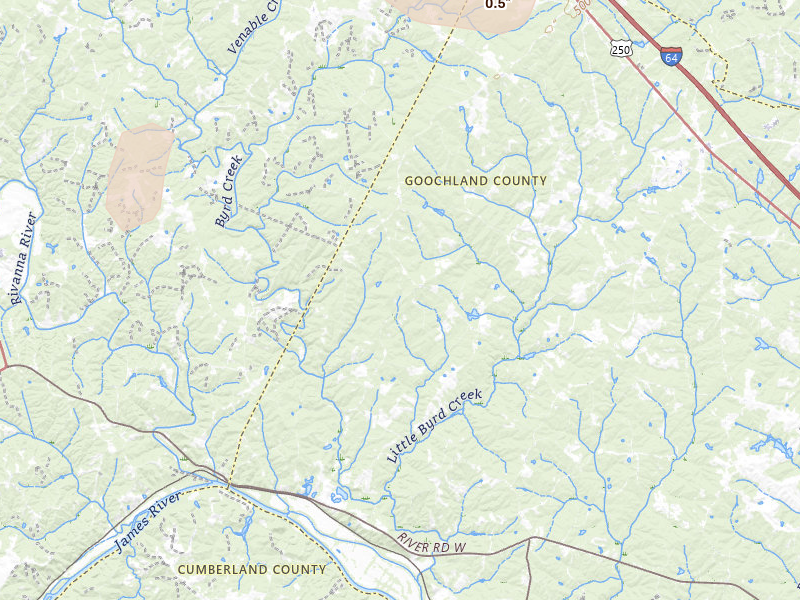 Radar-estimated hail-size map of the storm over Columbia, VA on Jul 18, 2026