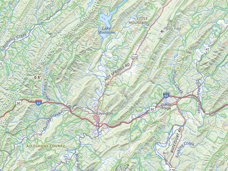 Radar-estimated hail-size map of the storm over Covington, VA on May 13, 2026