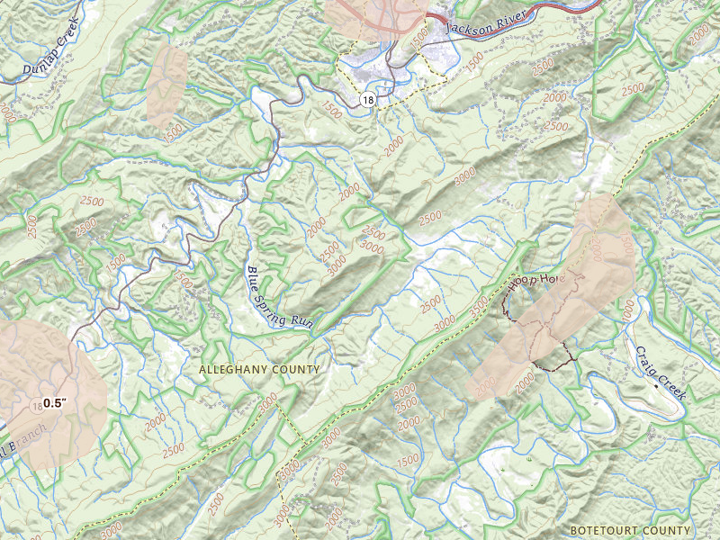Radar-estimated hail-size map of the storm over Covington, VA on Jul 4, 2026
