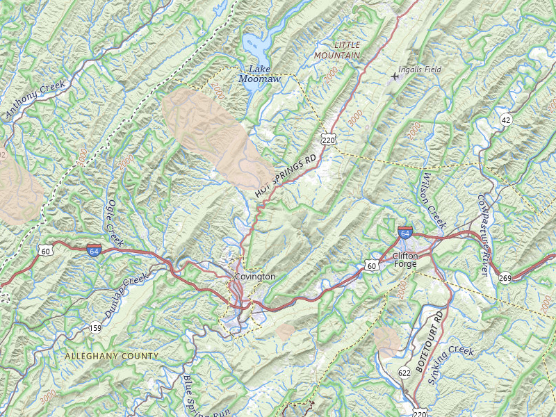 Radar-estimated hail-size map of the storm over Covington, VA